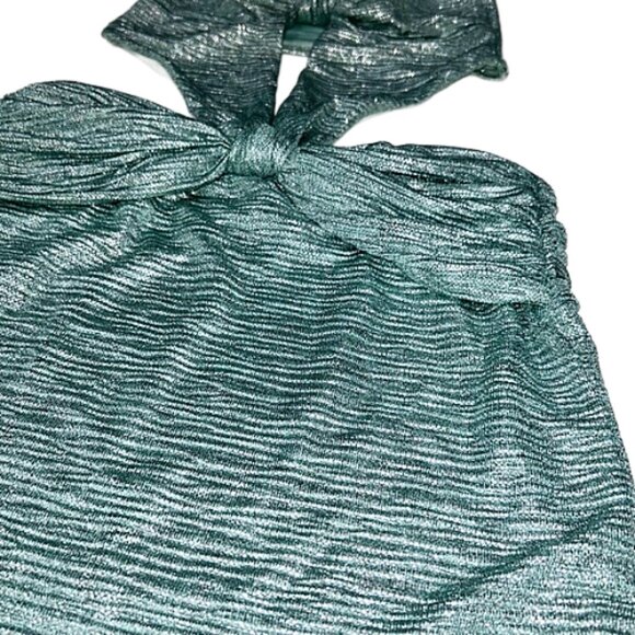 NWT Outcast Winslet Mini Dress Metallic Sage Halter Bodycon Sexy Glam M - Picture 6 of 14